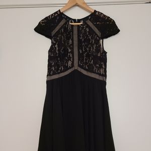 Lumier black lace with nude lining dress